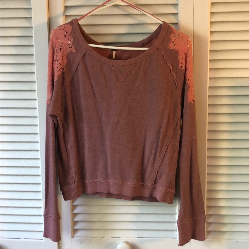 Free People Embroidered Crew Neck